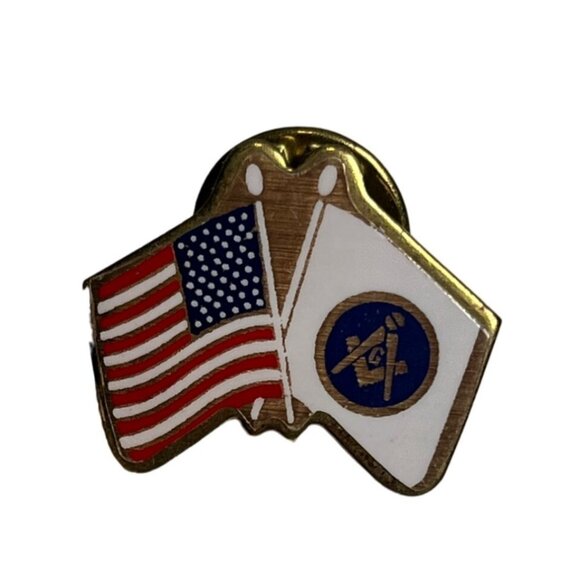American & Massachusetts Flag Crossed Lapel Pin Set Patriotic Ribbon Pin A513 - Picture 3 of 5